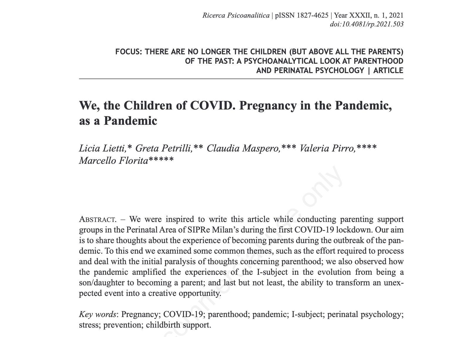Pregnany and COVID. Born in Pandemia